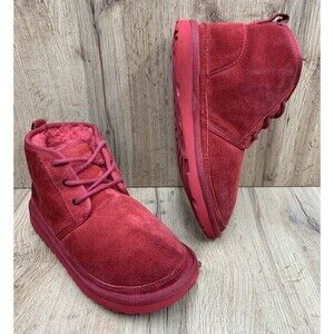 UGG Unisex Neumel II Boots Big Kids 6 Red Suede Fur Lined Lace Up Ankle 1017320K